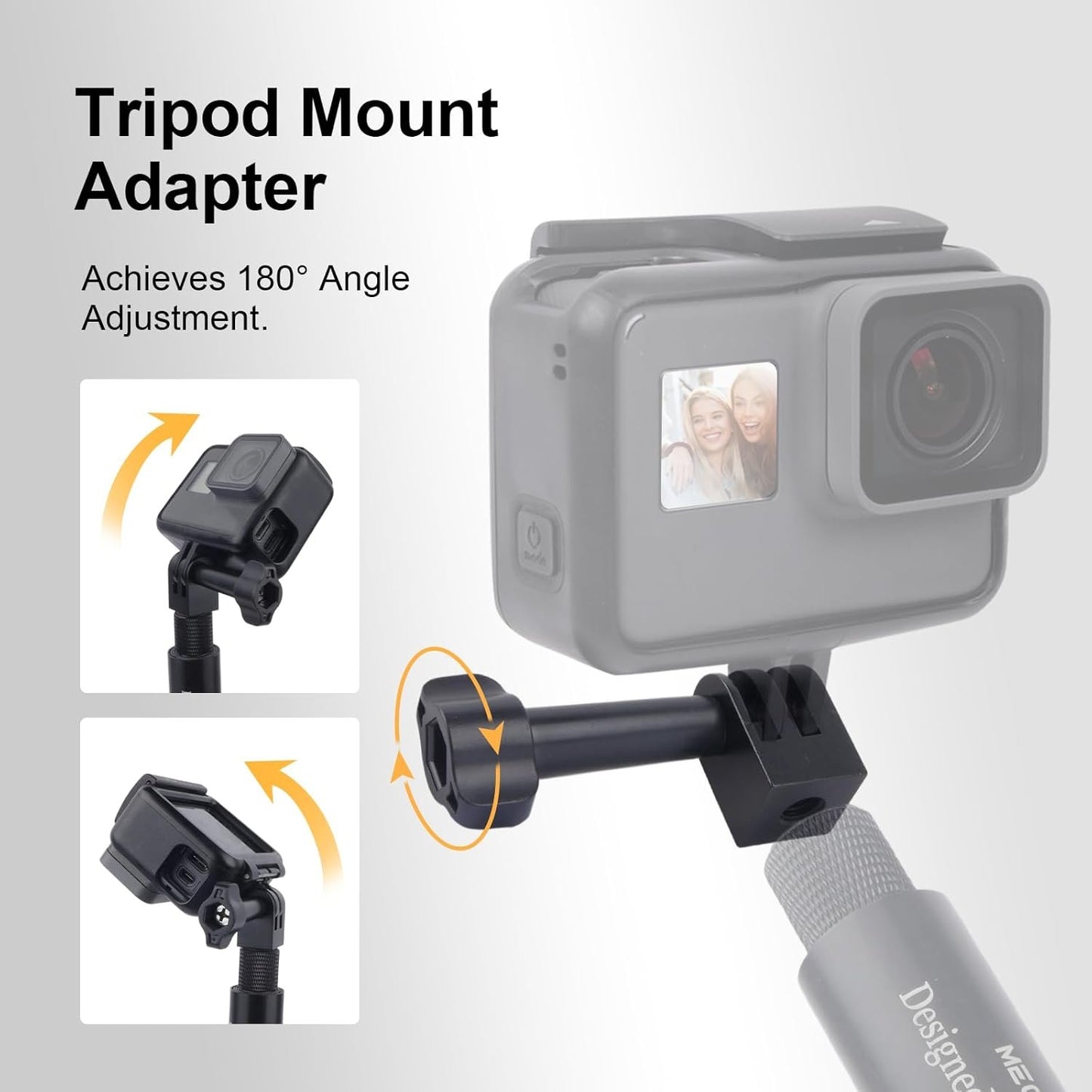 Mechrig Aluminum Alloy Tripod Mount Adapter for GoPro Hero 13/12/11/10/9/8/7, Mini 1/4-20 Metal Monopod Mount for AKASO Campark and Other Action Cameras
