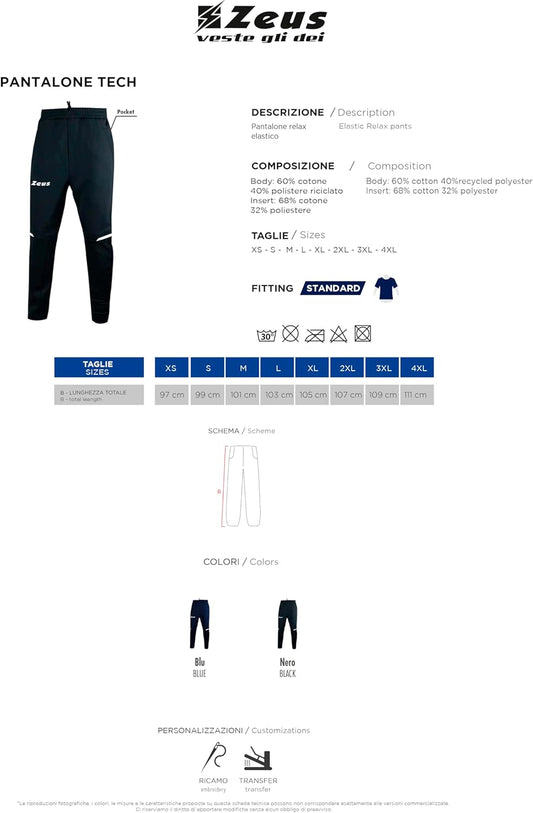 Tech Trousers for Zeus Elastic Relax Line with Pockets Sport Football Football Training Fitness Football Tracksuit Training Leisure Time Gym