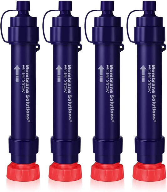 Membrane Solutions 4PC Water Filter Versatile Straw,Emergency Water Purifier Survival Straw, Portable Gear Filtration Straw, Supply Clean Water for Group Camping Hiking Travel Outdoor Activities