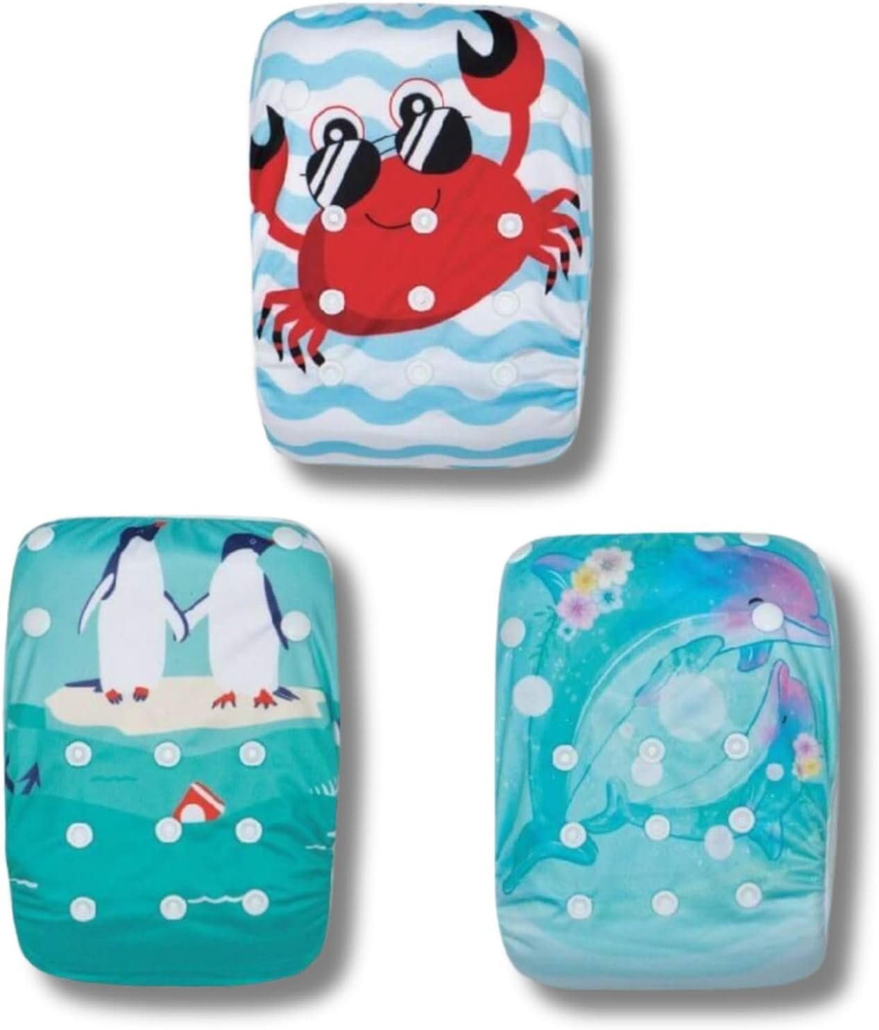 KaWaii Baby Reusable Swim Cloth Diaper Adjustable Swim Pants for Boys & Girls, Size Infants and Toddlers, One Size 3-Pack (Theme #5)