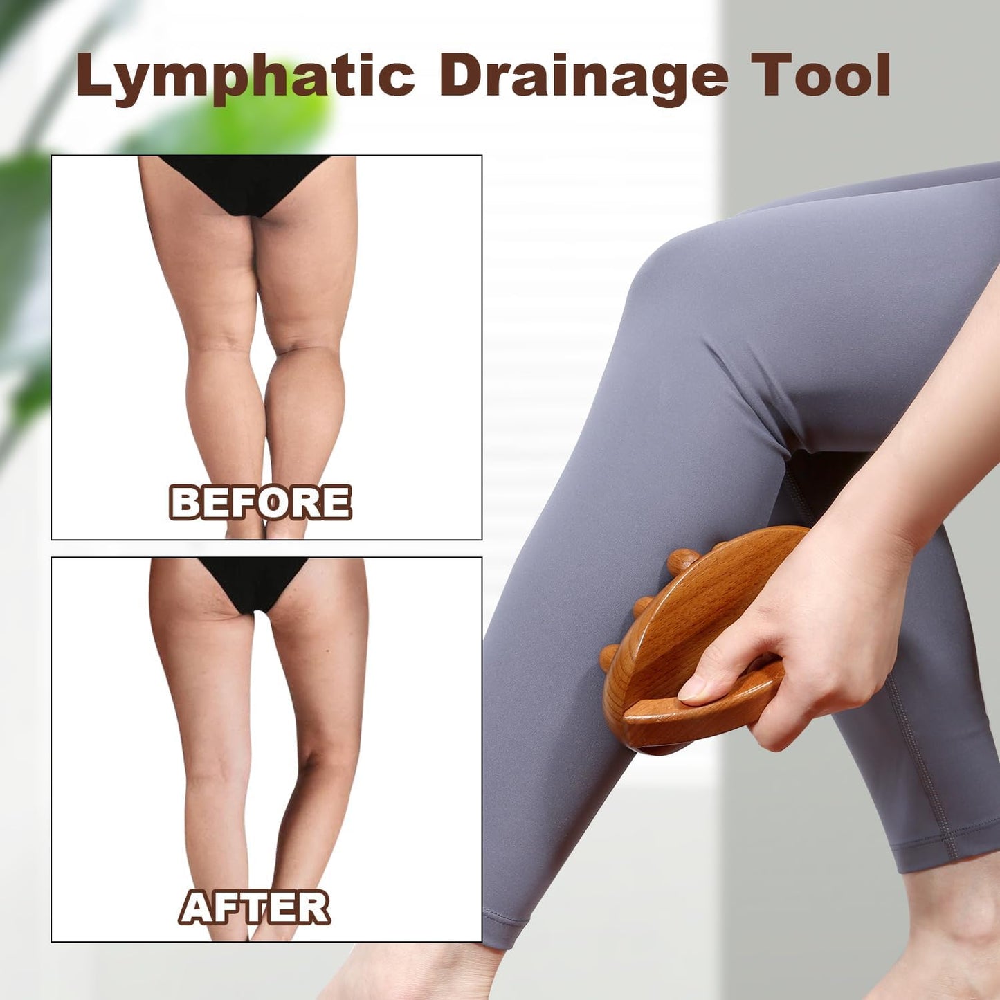 NXCYLW Wood Therapy Fascia Release Massage Tools,Manual Trigger Point Lymphatic Drainage Cellulite Massager,Wooden Massage Brush Gua Sha Body Sculpting Tool,for Neck,Back,Abdomen,Legs & Full Body