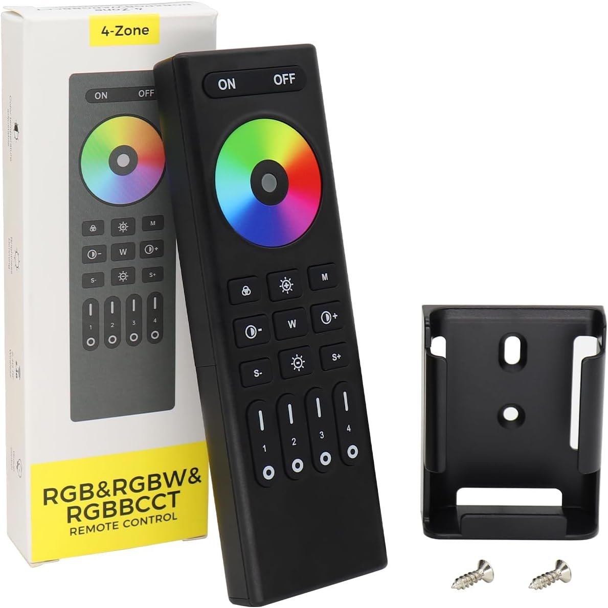 MALIIGAZA 2.4G Wireless RF Remote for WB5 Controller, Suitable for RGB RGBW RGBCCT LED Strip Lights, 4 Zone Group Control, Brightness Dimming, Color Changing, RC03RFB Touch Control