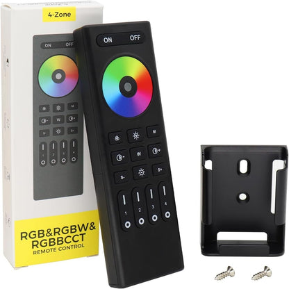 MALIIGAZA 2.4G Wireless RF Remote for WB5 Controller, Suitable for RGB RGBW RGBCCT LED Strip Lights, 4 Zone Group Control, Brightness Dimming, Color Changing, RC03RFB Touch Control