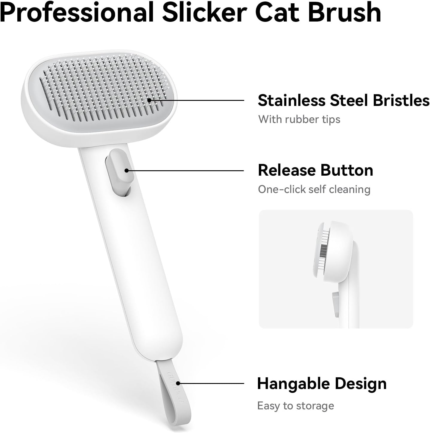 Cat Brush with Release Button, Cat Brushes for Indoor Cats Shedding, Cat Brush for Long or Short Haired Cats, Cat Grooming Brush Cat Comb for Kitten Rabbit Massage Removes Loose