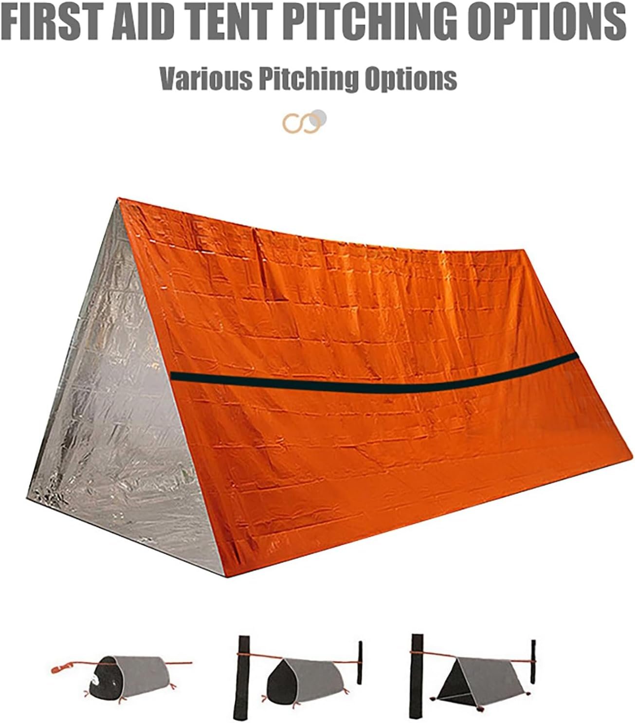 Emergency Tent,PE Aluminum Film Emergency Survival Shelter Tent, 61.8 X 96.4inch Waterproof 2-Person Thermal ShelterWeather-Resistant for Hiking Camping and Emergency Preparedness