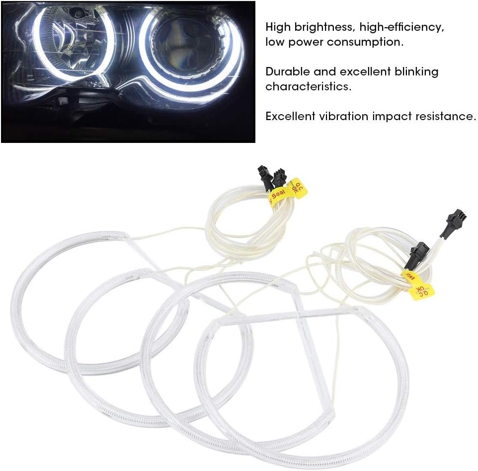 XTevu E46 Car LED Angel Eye Halo Ring Lights,High Brightness White CCFL Rings for Improved Visibility and Style,Car Lighting Upgrade,Automotive Halo Rings,CCFL Angel Eye Rings