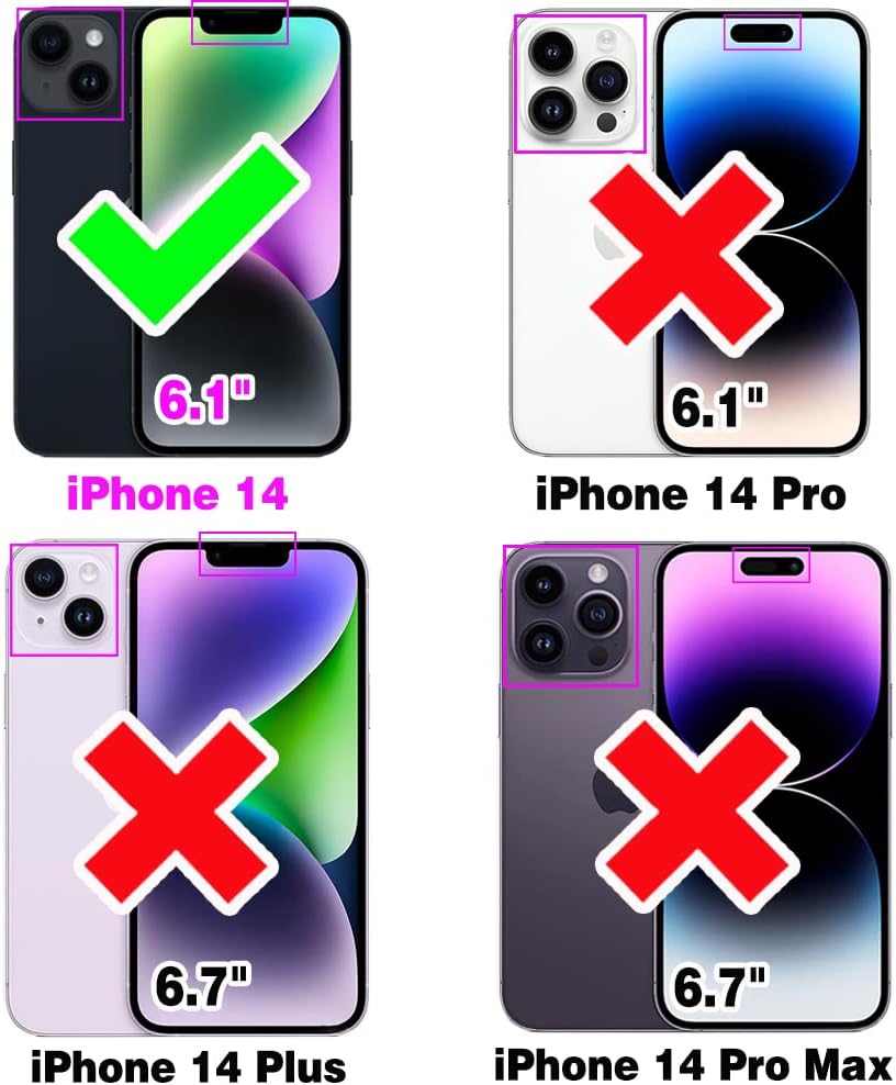 Asuwish Phone Case for iPhone 14 6.1 inch with Tempered Glass Screen Protector Cover and Credit Card Holder Stand Slim Hybrid Cell Accessories iPhone14 5G i i-Phone i14 iPhone14case Women Men Purple