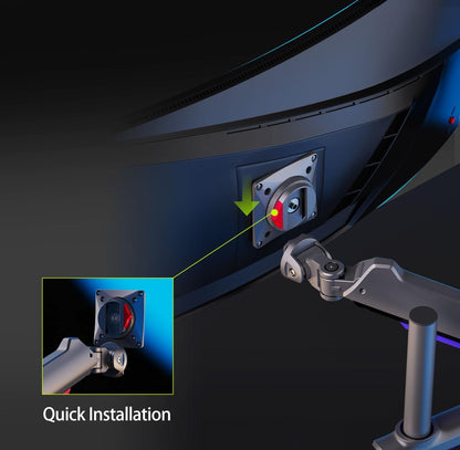 NB ERGONOMIC RGB Gaming Monitor-Arm for Flat/Ultrawide/Curved Monitors 32 to 60 inch, Heavy Duty Stand Load up to 20 kg, VESA 75/100 mm Monitor Mount G80