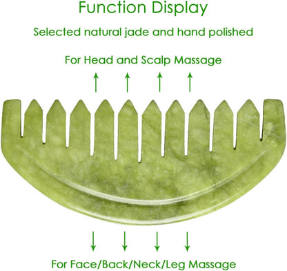 TEONEI Jade Head Comb Massage,Natural Jade Stone Head Therapy Massage Comb,Jade Hair Comb Scalp Massager Comb Scalp Care Massage Tool (3.14X1.57X0.16inch)