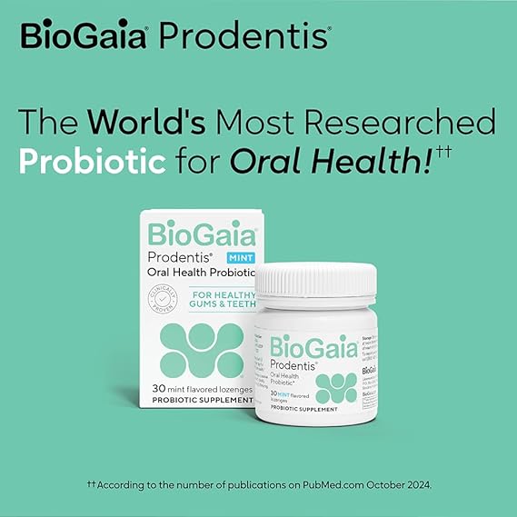 BioGaia Prodentis | Dental Probiotic Lozenges | Promotes Healthy Gums & Teeth | Defends Against Dental Problems | Replenishes Oral Microbiome | Improves Oral Health | Mint Flavor | 30 Day Supply