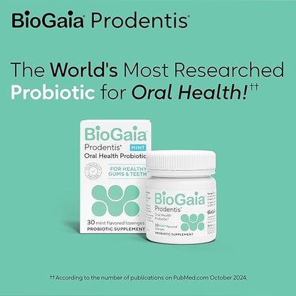 BioGaia Prodentis | Dental Probiotic Lozenges | Promotes Healthy Gums & Teeth | Defends Against Dental Problems | Replenishes Oral Microbiome | Improves Oral Health | Mint Flavor | 30 Day Supply
