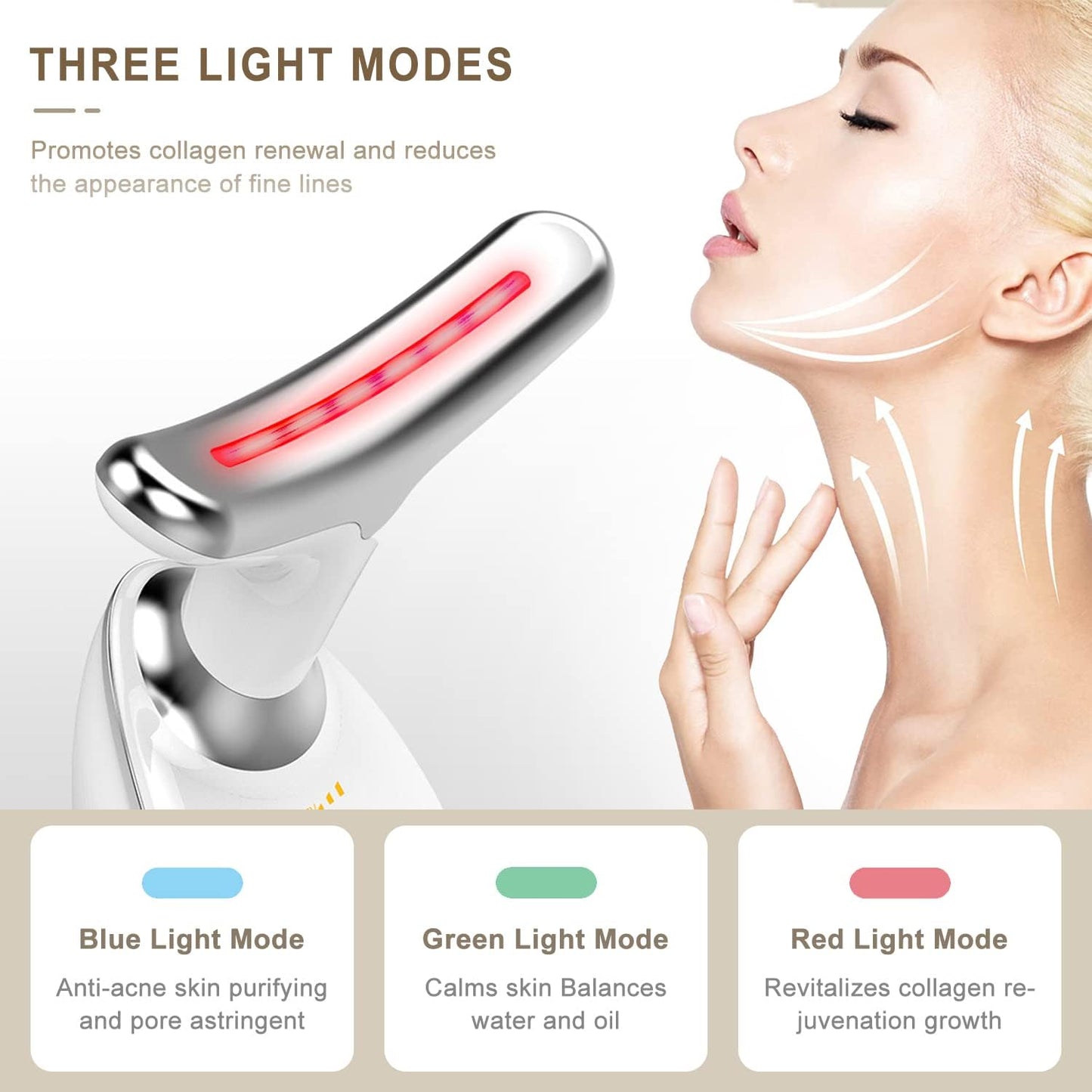 Firming Wrinkle Removal Device for Neck Face, Double Chin Reducer Vibration Massager, 3 in 1 Portable Face Massager for Skin Care,Improve,Firm,Tightening and Smooth