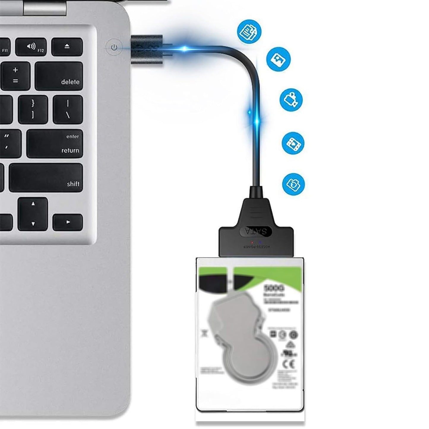 Tunghey SATA to USB 3.0 Adapter Cable for 2.5 inch Hard Drive HDD/SSD Data Transfer, External Hard Drive Converter Support UASP (USB3.0)