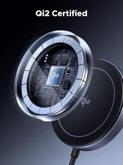 UGREEN MagFlow Qi2 15W Wireless Charging Pad, Wireless Charger MagSafe Compatible, Magsafe Charger with 1.5 m Cable, for iPhone 16/15/14/13/12 and AirPods