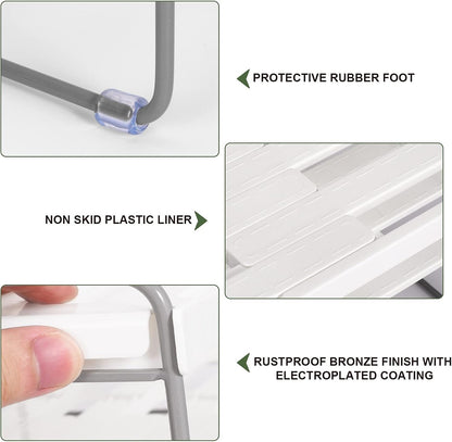 Pantry Organization and Storage for Kitchen - Expandable Home Bathroom Kitchen Cabinet and Counter Shelf Organizer, Height & Width Adjustable Cupboard Storage Rack - (1 Set of 2 shelves)