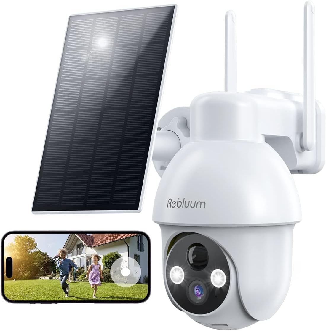 Security Camera Wireless Outdoor, 2K Solar Security Camera,Battery Powered 360°PTZ Outdoor Camera,Color Night Vision,2-Way Audio,PIR Motion Detection,Compatible with Alexa