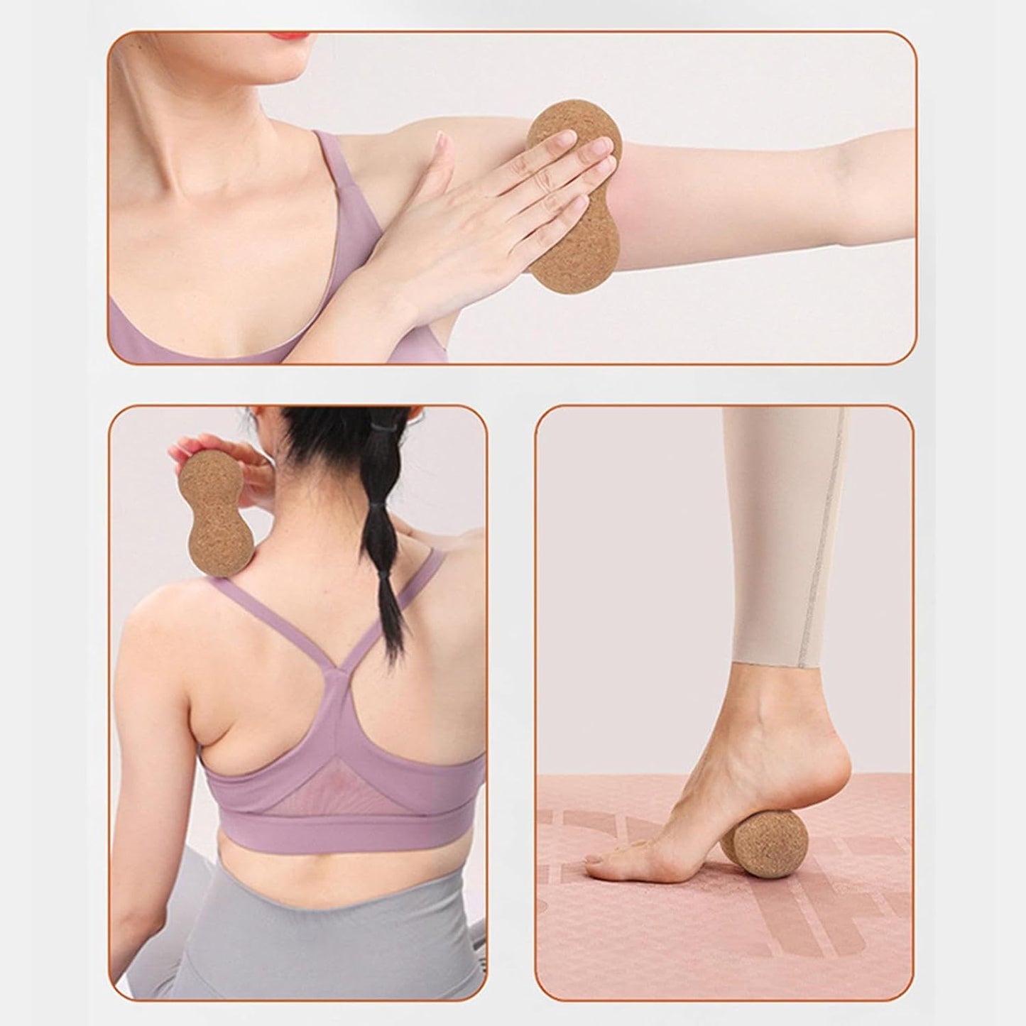 Massage Roller Ball - Cork Yoga Massage Roller for Legs,Muscle Recovery Massage Roller, Exercise Equipment for Back Leg Arm Indoor Sports Stretching