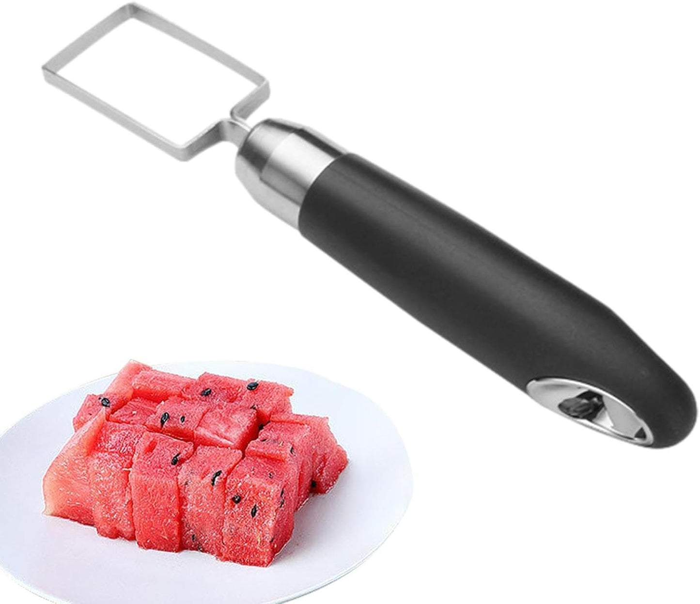 Youngwier Affettatrice per Anguria, Taglierina a cubetti in Acciaio Inossidabile per Melone, Strumento per affettare l'anguria, Gadget da Cucina Portatili sicuri per Tagliare i cubetti di Frutta per