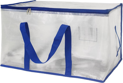 Large Moving Bags, Zippered Waterproof Totes, 27.17 x 14.96 x 15.75 Inches Heavy-Duty Storage Clothes, Transparent Packing Pouches for Easy Organization, Transparent Packing Pouch