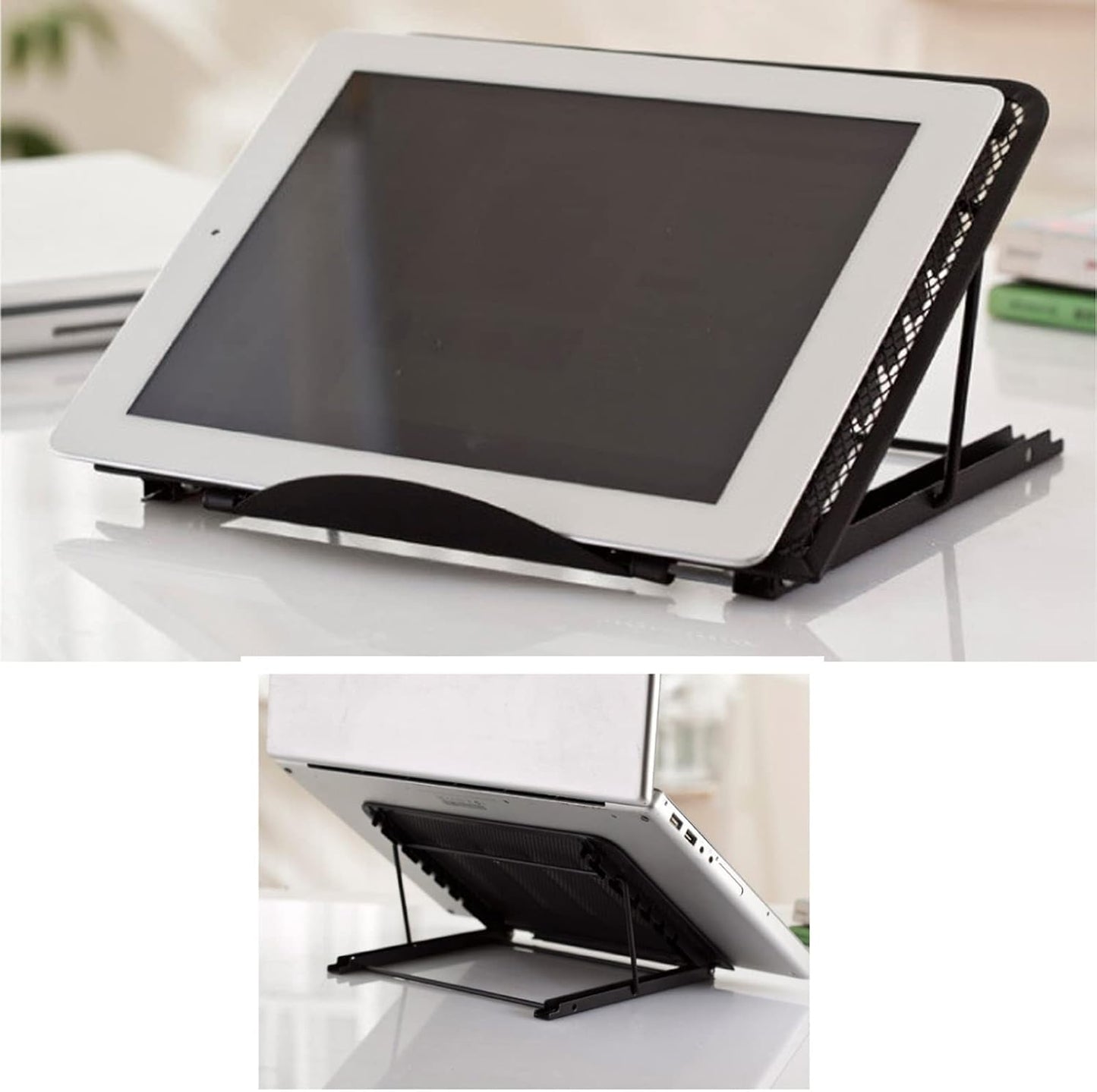 Multi-Functional Metal Stand Holder Tab p Foldable Stand 6 Levels Adjustable Notebook Riser Portable Ventilated Cooling Laptop Stand Green