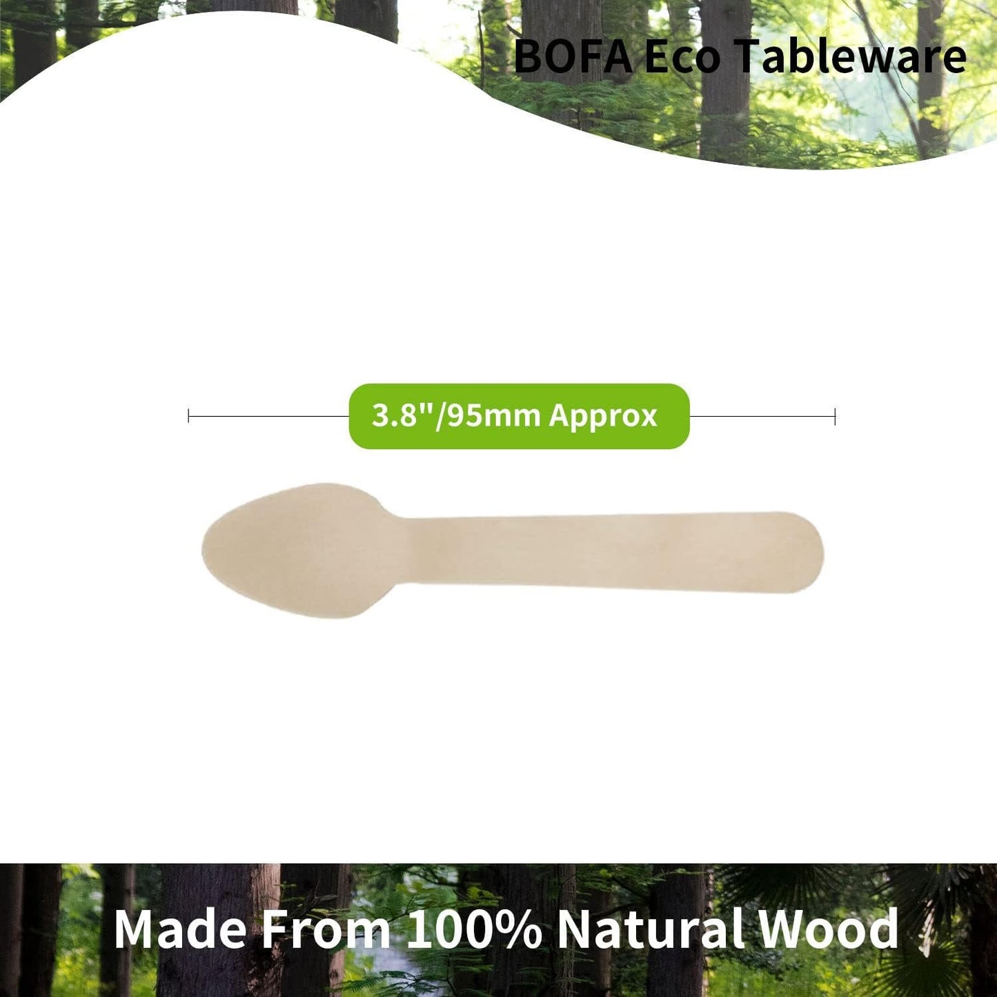 Disposable Small Wooden Ice Cream Spoons 3.8", 200 Counts Mini Wooden Tiny Spoons, 100% Biodegradable Compostable Wooden Cutlery Cake Dessert Yogurt Tea Spoons for Party, Picnics