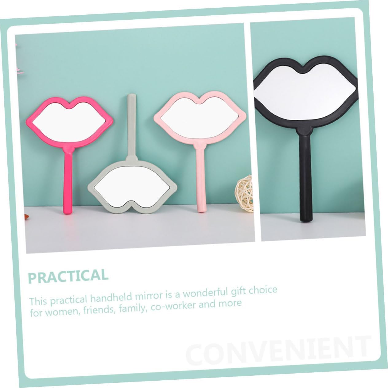 DEARMAMY 7Pezzi Portatile Specchietti Compatti Multi Per Viaggio Design Irregolare Per Labbra Accessorio Per Make Up Colori Misti