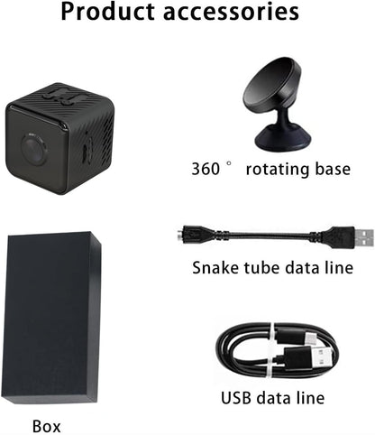 Amhillras Mini WiFi Security Camera, 1080P, 90Â° Wide Angle, Night Vision, Magnetic Mount, Black