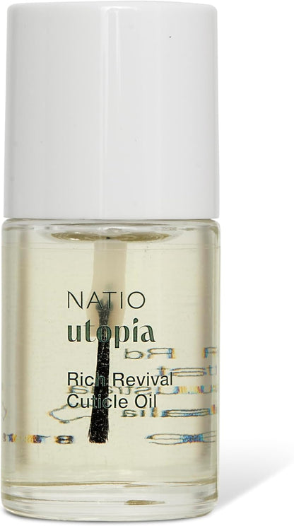 Natio Australia Utopia Rich Revival Cuticle Oil -Nail & Cuticle Oil for Nail Growth - Jojoba, Vitamin E & Coconut Oils - Fragrance Free, Vegan Friendly & Made in Australia