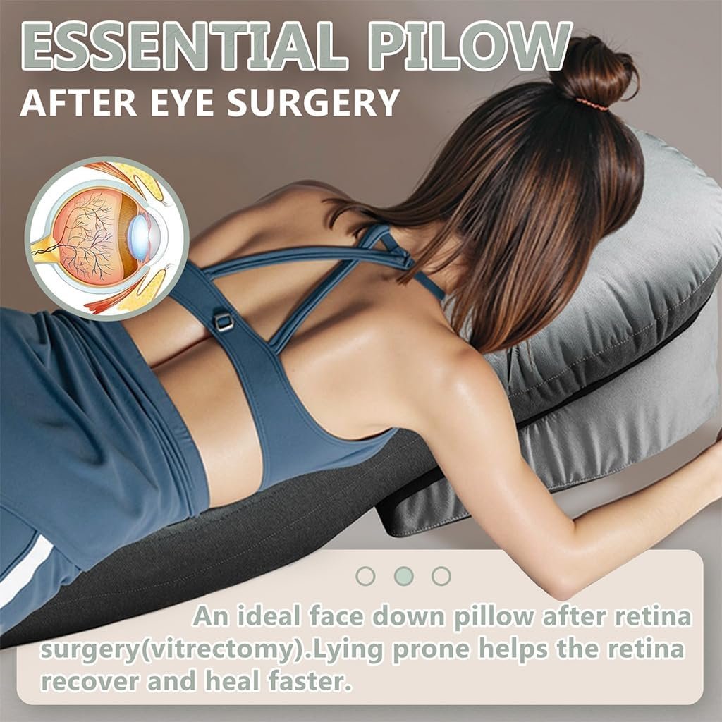 BBTEQEKN Face Down Pillow for Sleeping, Foam Pillow After Surgery, Massage Pillow Face Down After Eye Surgery, Ergonomic Pillow for Neck Pain Relief, Grey