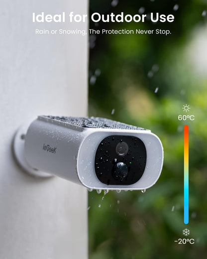 ieGeek 2K Solar Security Camera Outdoor Wireless with Embedded Solar Panel, Battery CCTV Camera Systems, Outdoor Camera Home WiFi Security Camera, Color Night Vision, Motion Detection,Siren Floodlight
