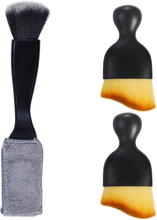3 PCS Car Interior Dust Brush,Car Detailing Brush,Car Dash Cleaning Soft Brush,Universal Car Interior Crevice Brush for Cleaning Panels,Air Vent,Leather,Computer