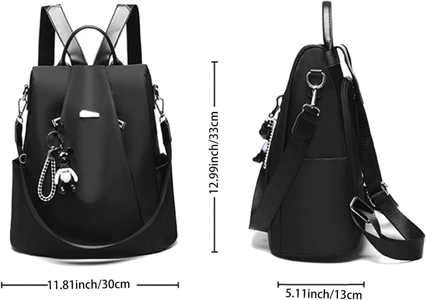 Dafape Women Backpack Purse, Fashion Daypack Shoulder Bag Crossbody Bag for Travel Work Business Outdoor Camping Cycling Ladies Men Lightweight (Black)