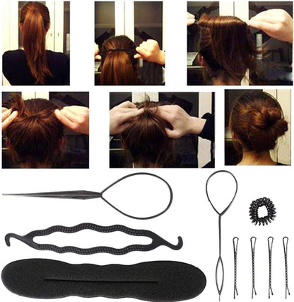 Hair Braiding Tool Set, 4 Fast Spiral Braids Hair Accessories for Hairstyles, Black DIY Styling Accessories for Women
