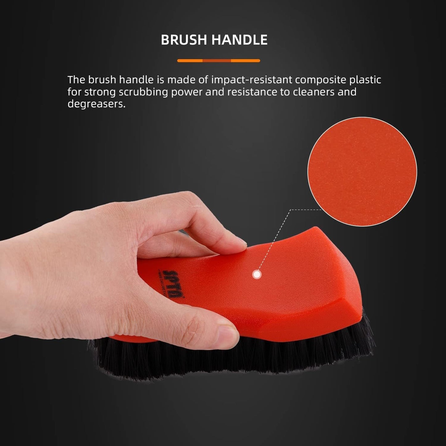 SPTA 3Pcs Car Detailing Brush Kit, Leather & Textile Interior Brush, Comfortable Grip and Scratch-Free Cleaning for Dashboard, Wheels, Seats, Foot Mats and Small Areas