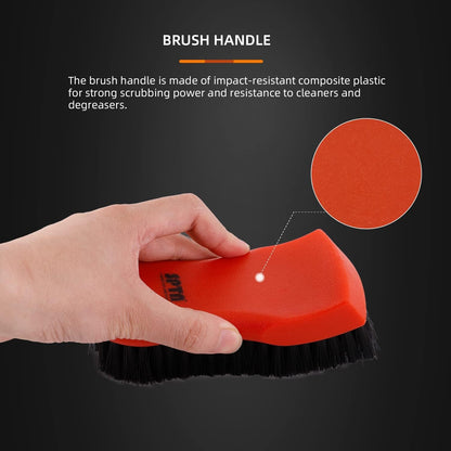 SPTA 3Pcs Car Detailing Brush Kit, Leather & Textile Interior Brush, Comfortable Grip and Scratch-Free Cleaning for Dashboard, Wheels, Seats, Foot Mats and Small Areas