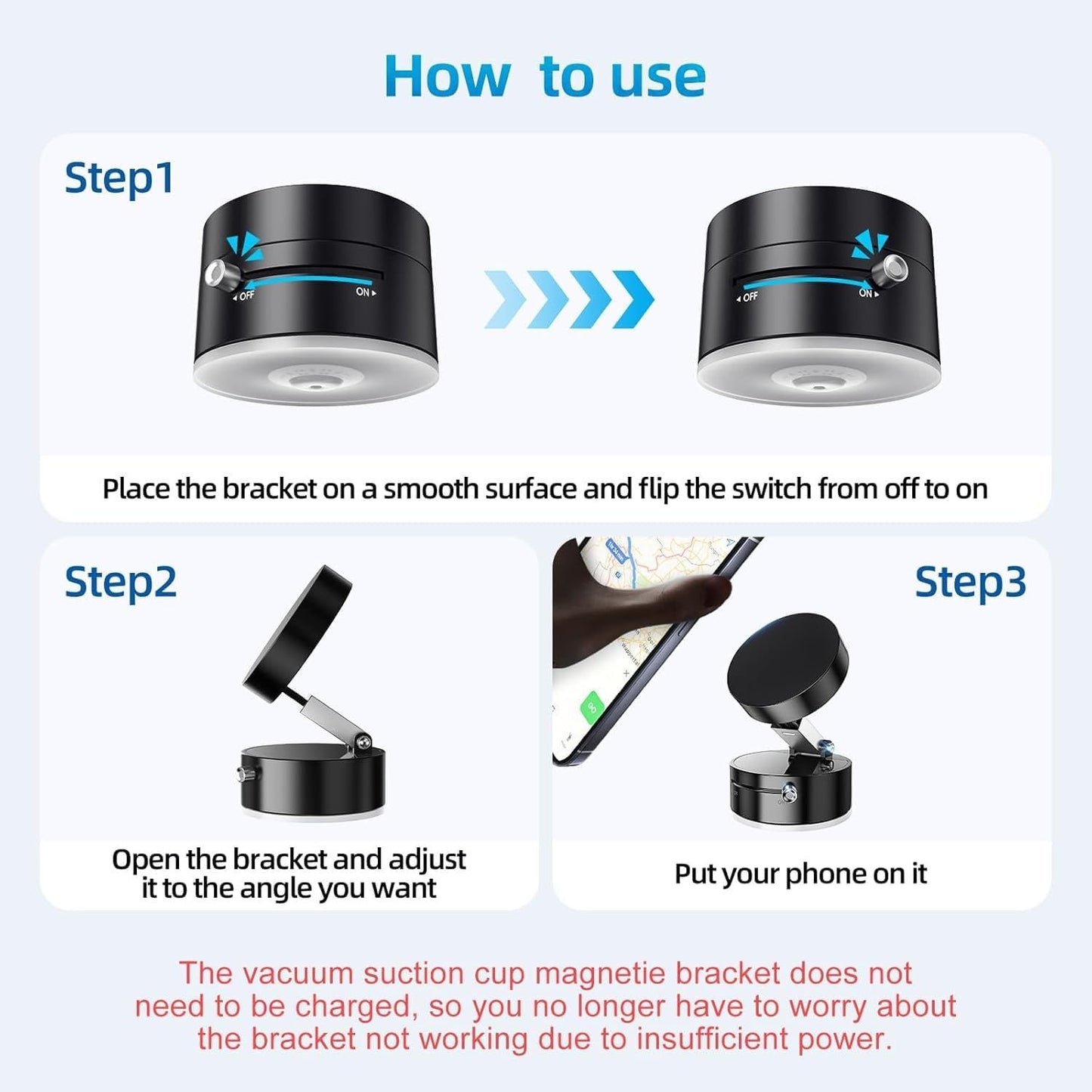 Magnetic Car Phone Holder with Strong Suction Cup, Universal Mobile Phone Holder 360° Rotatable and Foldable, Compatible with All Smartphones for Car, Home, Gym (White)