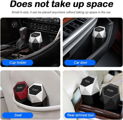 TSUGAMI Car Trash Can with Lid, Diamond Design Small Portable Garbage Bin, Waterproof & Leak-Proof, Car Interior Accessories, Universal Mini Dustbin for Auto Home Office Kitchen Bedroom (Black)