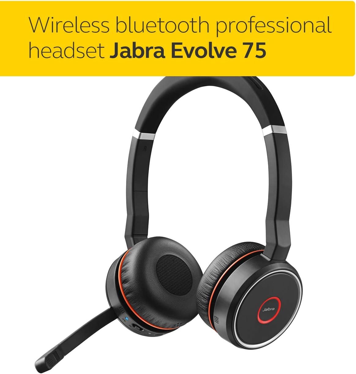 Jabra Evolve 75 Stereo MS Wireless Headset with Charging Stand, Black