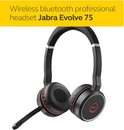 Jabra Evolve 75 Stereo MS Wireless Headset with Charging Stand, Black