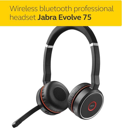 Jabra Evolve 75 Stereo MS Wireless Headset with Charging Stand, Black