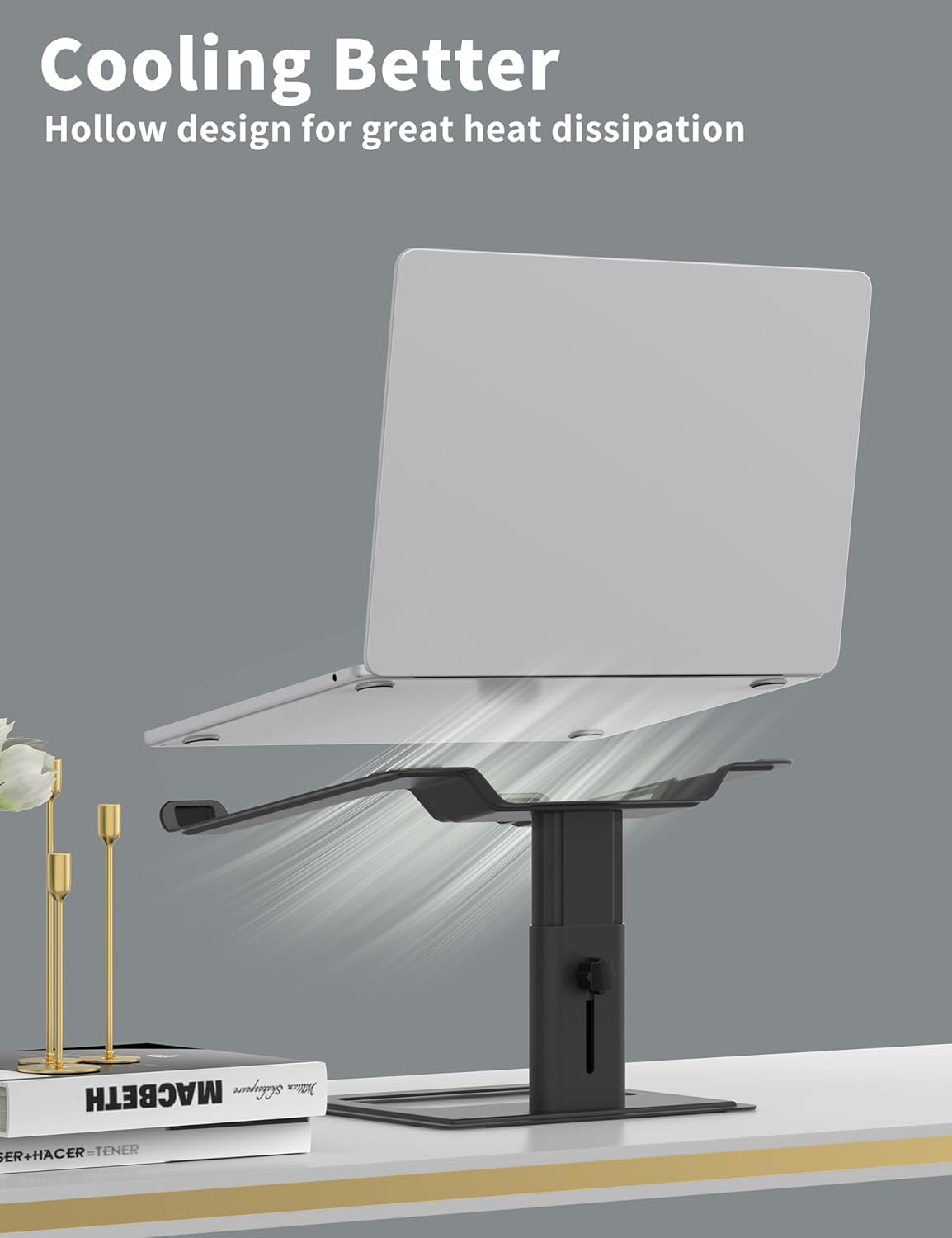 Soundance Adjustable Laptop Stand for Desk, Computer Stand, Ergonomic Laptop Riser Holder Compatible with 10 to 17.3 Inches Notebook PC Computer, Black