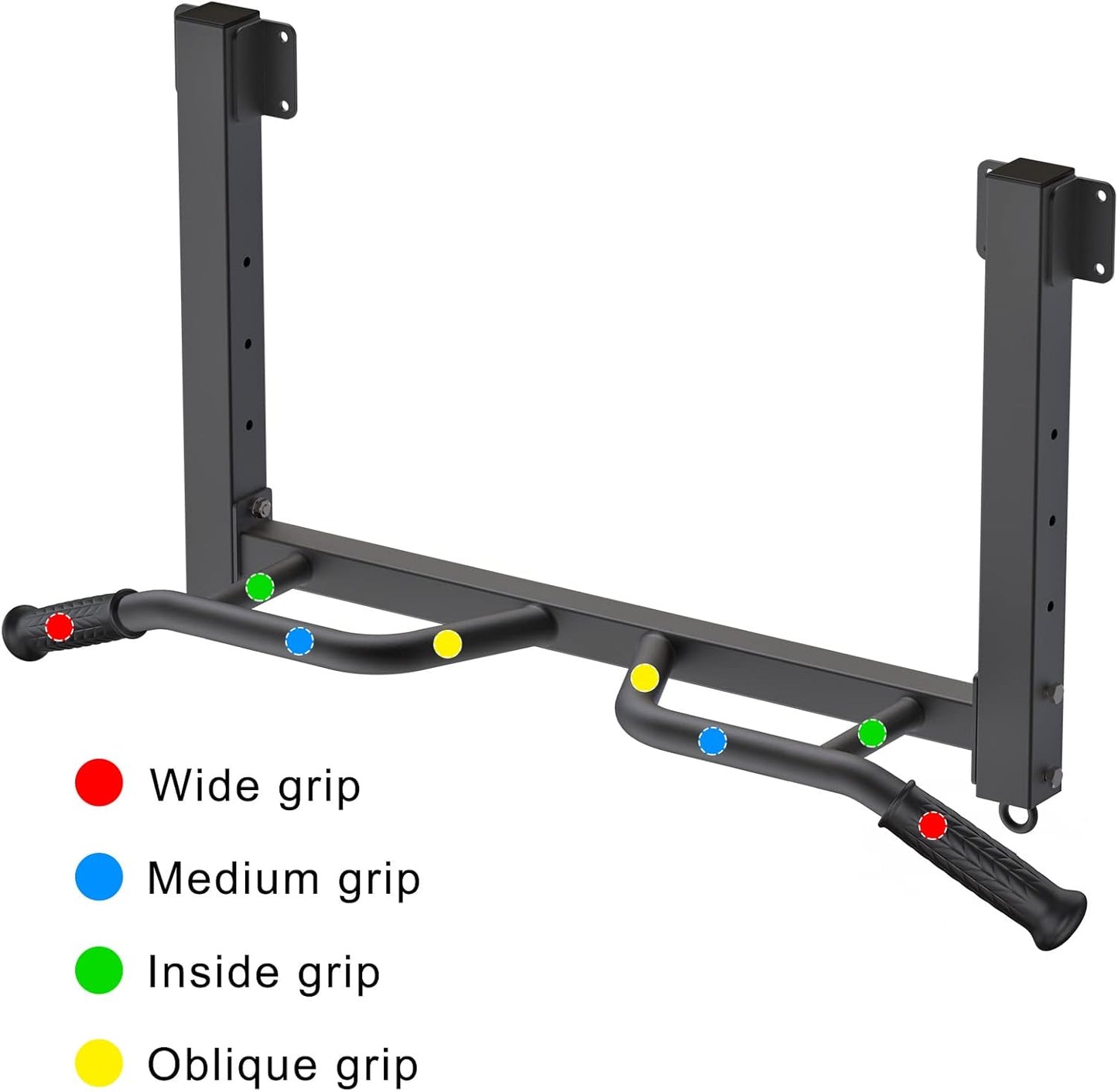 Kipika Multifunctional Joist Mounted Pull Up Bar, 4 Levels of Height Adjustment, Multi-Angle Grip, Chin Up Bar Joist Mount, Home Gym Workout Strength Training Equipment