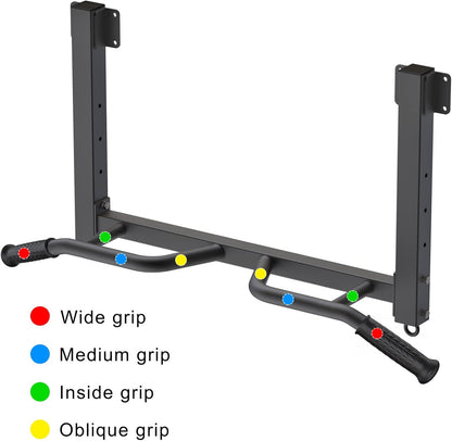Kipika Multifunctional Joist Mounted Pull Up Bar, 4 Levels of Height Adjustment, Multi-Angle Grip, Chin Up Bar Joist Mount, Home Gym Workout Strength Training Equipment
