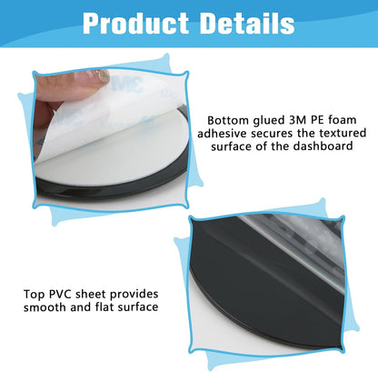 3 Pieces Dashboard Adhesive Mounting Disc, 80 mm Fixing Plates with Adhesive Stickers for Dashboard Heat Resistant Double-Sided Adhesive for Suction Cup Phone Holder and Windshield