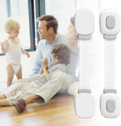 BillyBath Child Safety Latches, 6 Pieces, Cupboard Fridge Toilet Drawer Lock, No Drilling Needed, Grey