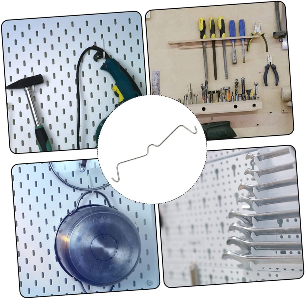 Luxshiny 50Pcs Stainless Steel Pegboard Hook Locks Accessories for Easy Assembly Secure Holding Peg Boards for Garage Workspace Organization