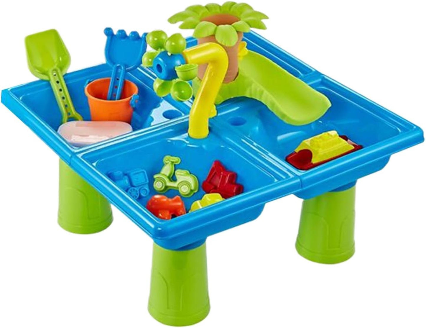 Sand And Water Table, Educational Sensory Playset, 17.72x17.72in Beach Toys Boys Girls, Bath Game Accessories, Fun Backyard Indoor Garden Toy for Learning Creative Play