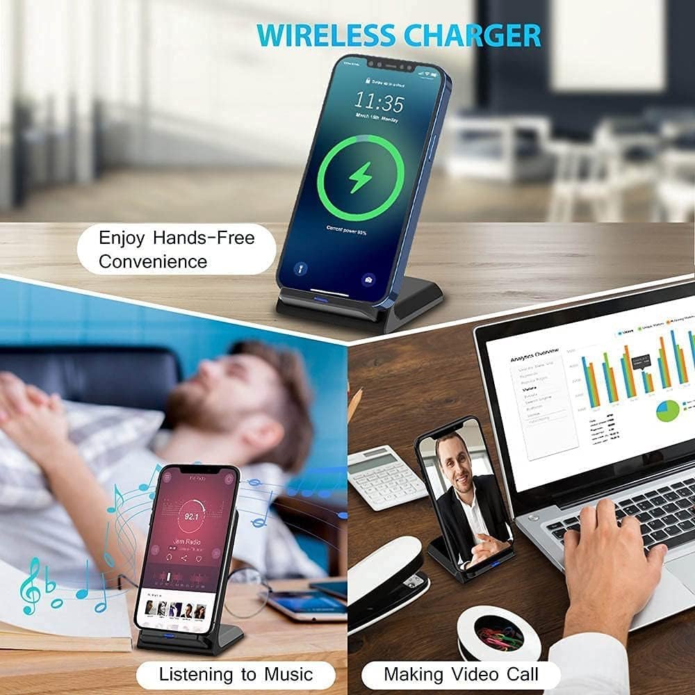 Wireless Charger Fast Wireless Charging Stand Compatible with iPhone 16 15 14 13 12 11 (Plus,Pro,Pro Max,Mini)/XS/XR/X,Samsung Galaxy S25 S24 S23 S22 S21 S20(Ultra,Plus)/Note 20/10,Pixel 9/87/6 Pro