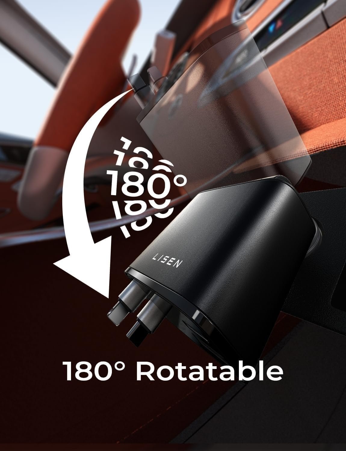 LISEN 69W Retractable Car Charger 4 in 1 USB C Fast Car Phone Charger, Fathers Day for Gifts, Car Accessories Interior Travel Road Gifts for Women Men Trip Essentials for Kids (Black)