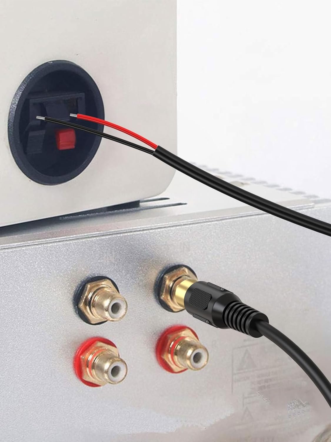 CableCreation RCA to Speaker Wire Adapter, 2 Bare Wire Cables to RCA Plug Adapter Repair Cord Compatible with Speaker Amplifier, Audio Video AV Receiver, TV, Subwoofer (2Pack 20AWG 3.3FT)